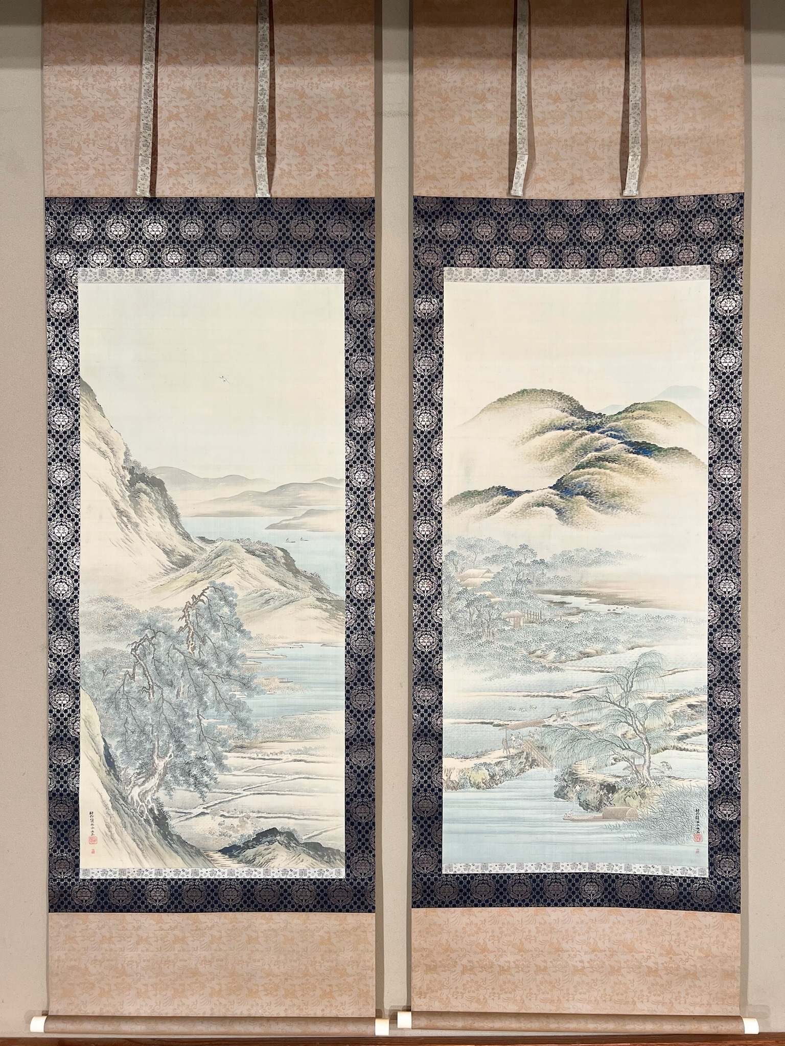 狩野主信／香川黄中【画賛】絹本　掛軸 狩野主信／香川黄中【画賛】絹本 掛軸|サムライオークション