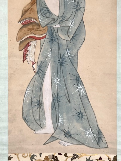 新着 虹邨/舞姿図 美人図/美人画/掛軸/名家伝来/AE-241 絵画 - 絵画
