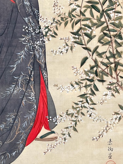 江戸時代 掛軸（山口素絢）御多福図（骨董/古美術） 江戸時代 掛軸（山口素絢）御多福図（骨董/古美術） - メルカリ