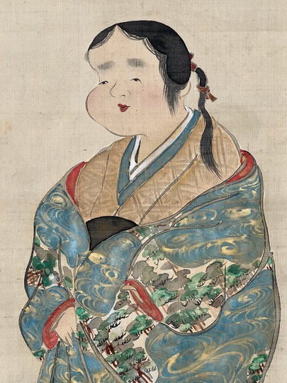 No2837掛軸　中村芳中　墨彩花鳥図　紙本　京都　琳派　古画　日本画　送料無料 中村芳中 お福図｜古美術・掛け軸の販売・買取・鑑定-松本松栄堂