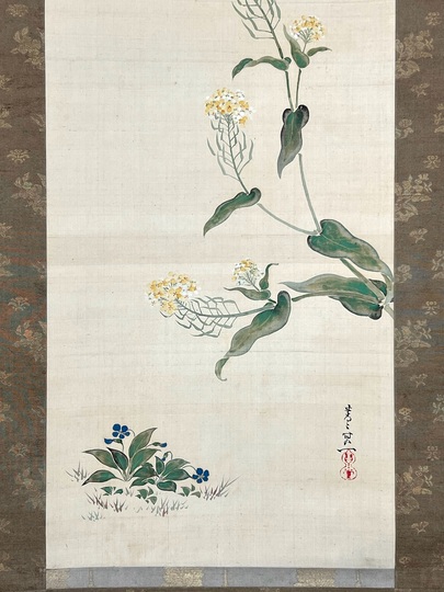 鈴木其一 菜花胡蝶図｜古美術・掛け軸の販売・買取・鑑定-松本松栄堂
