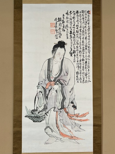 【真作】飯島柳三郎/鮎図/アユ図/香魚図/横物/掛軸/名家伝来/AD-757 真作】飯島柳三郎/鮎図/アユ図/香魚図/横物/掛軸/名家伝来/