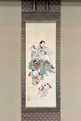 河鍋暁斎 獅子舞図