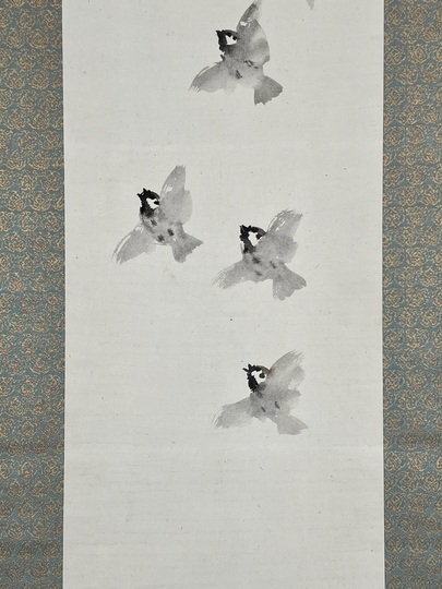 竹内栖鳳 野雀図 ｜古美術・掛け軸の販売・買取・鑑定-松本松栄堂