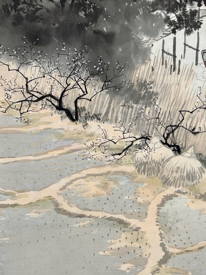 掛軸●　長野草風　『春篁』　共箱　　【竹　雀　師：川合玉堂】 川合玉堂 早春｜古美術・掛け軸の販売・買取・鑑定-松本松栄堂