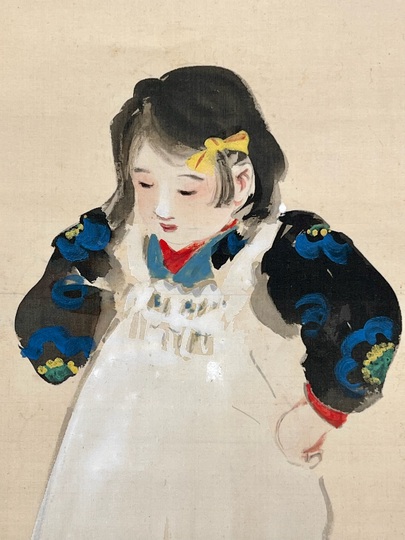 鏑木清方 桜草｜古美術・掛け軸の販売・買取・鑑定-松本松栄堂